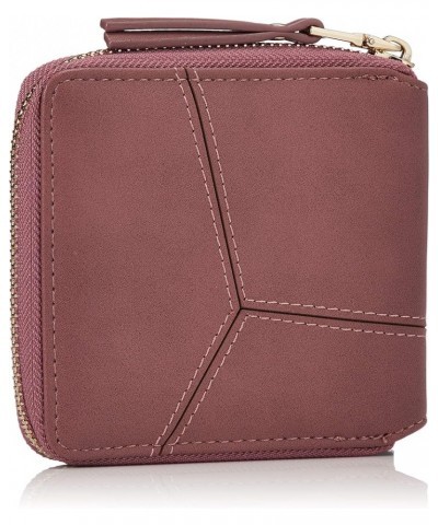 Women's Round Zipper Bifold Compact Wallet Without Coin Purse Pink/ $17.86 Wallets