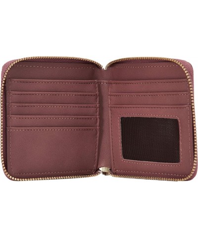 Women's Round Zipper Bifold Compact Wallet Without Coin Purse Pink/ $17.86 Wallets