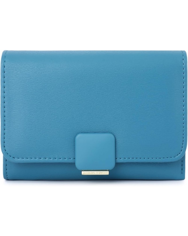 Small Wallet for Women Card Holder PU Leather RFID Blocking Tri-folded Envelope Wallets Zipper Coin Purse B-Blue $9.53 Wallets