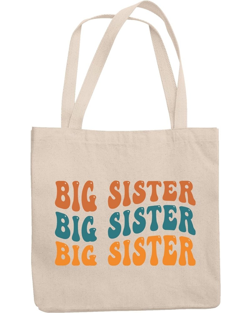 Big Sister, Name for Elder Sisters or Female Siblings, Groovy Retro Wavy Text Merch Gift, 12oz Canvas Tote Bag $14.57 Totes