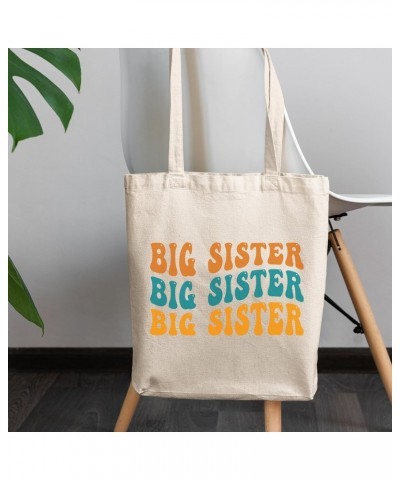 Big Sister, Name for Elder Sisters or Female Siblings, Groovy Retro Wavy Text Merch Gift, 12oz Canvas Tote Bag $14.57 Totes