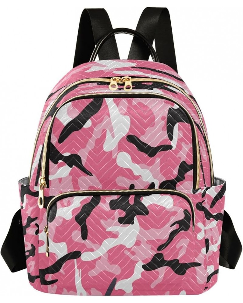 Black Pink Camouflage Camo Women Backpack Purse Ladies Fashion Shoulder Bag Daypack Travel Bag 10L Medium $19.24 Backpacks