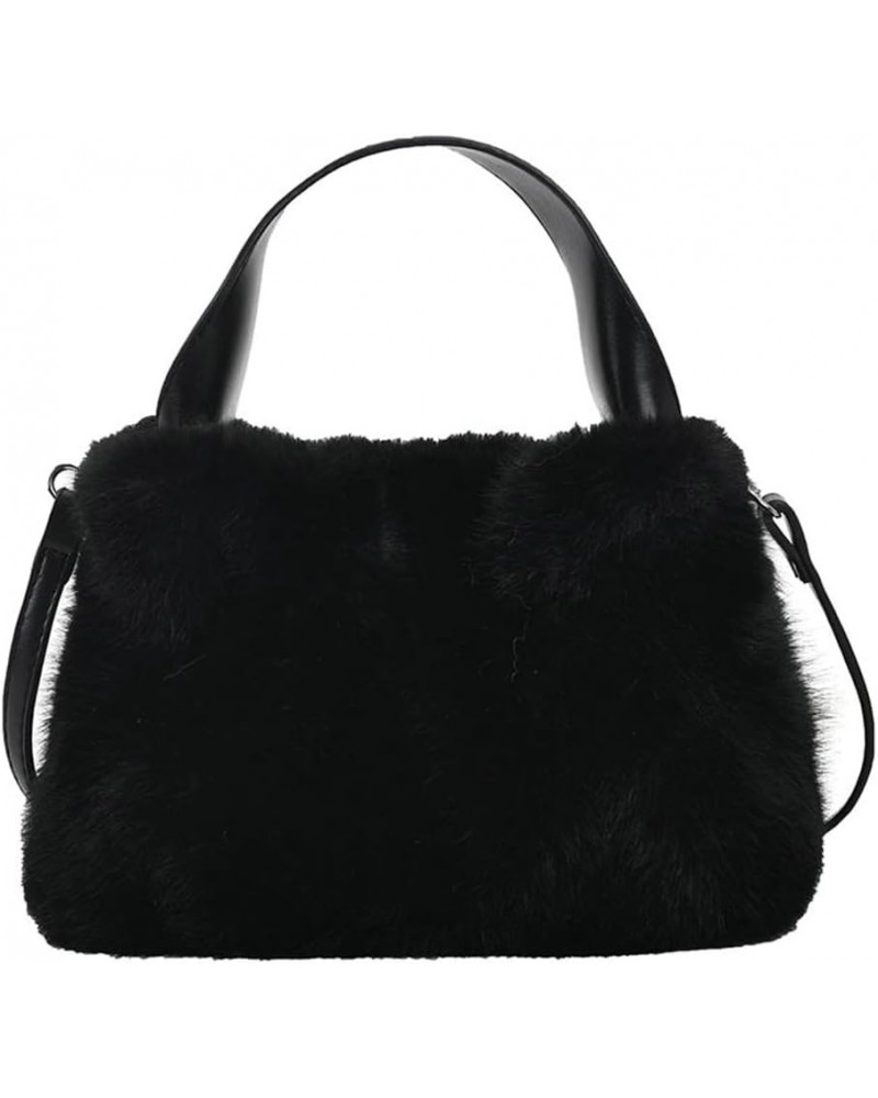 Crossbody Shoulder Bag for Women Faux Fur Fluffy Hobo Totes Pleated Handbag Cute Plush Cloud Purses Satchels Black $12.64 Totes