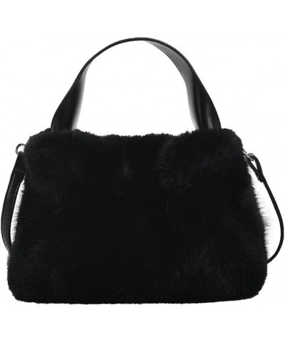 Crossbody Shoulder Bag for Women Faux Fur Fluffy Hobo Totes Pleated Handbag Cute Plush Cloud Purses Satchels Black $12.64 Totes