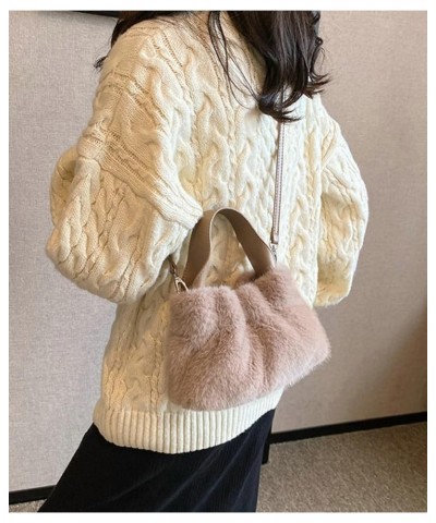 Crossbody Shoulder Bag for Women Faux Fur Fluffy Hobo Totes Pleated Handbag Cute Plush Cloud Purses Satchels Black $12.64 Totes