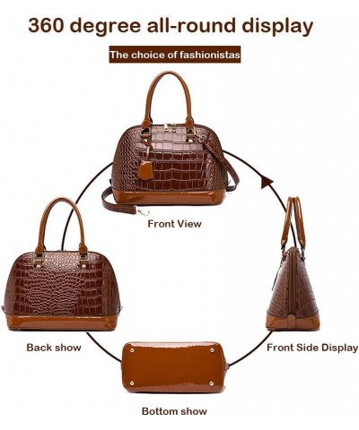 Satchel Handbag for Women Large Capacity Shoulder Bag Multifunctional Crossbody Bag Handbag Dome Clutch Bag Brown $34.97 Totes