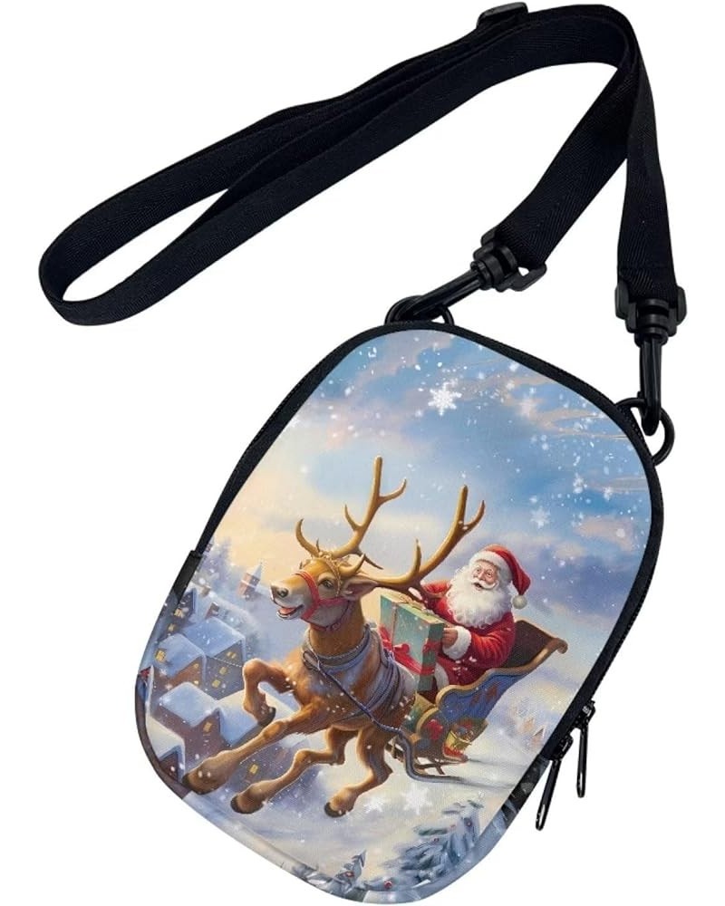 Mini Crossbody Bags for Women and Mens Sling Shoulder Satchel with Adjustable Strap Christmas Santa Claus Reindeer $10.00 Totes