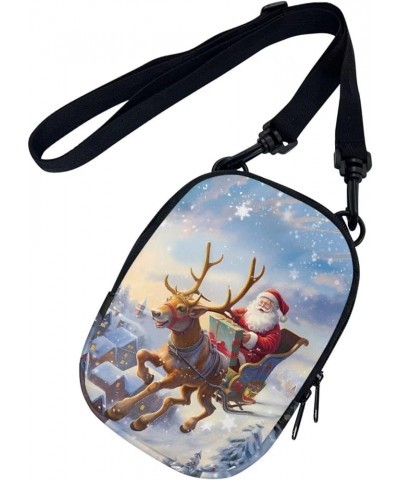 Mini Crossbody Bags for Women and Mens Sling Shoulder Satchel with Adjustable Strap Christmas Santa Claus Reindeer $10.00 Totes