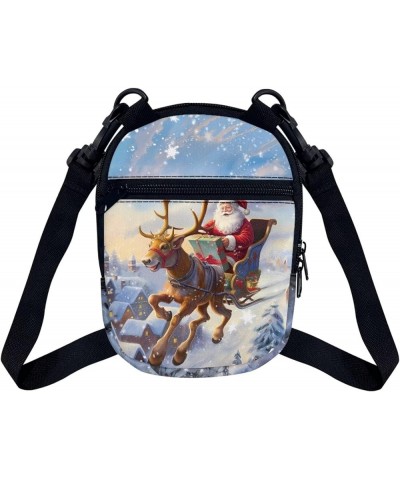 Mini Crossbody Bags for Women and Mens Sling Shoulder Satchel with Adjustable Strap Christmas Santa Claus Reindeer $10.00 Totes