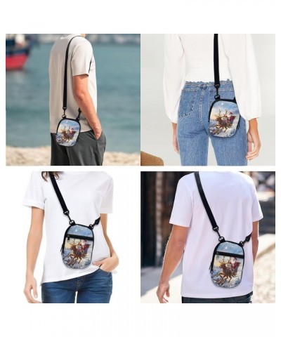 Mini Crossbody Bags for Women and Mens Sling Shoulder Satchel with Adjustable Strap Christmas Santa Claus Reindeer $10.00 Totes