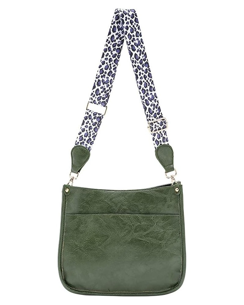 Fashion Shoulder Bag Purse with Adjustable Strap Women Leopard Guitar Strap Crossbody Bag Solid Color Leather Purse Green $11...