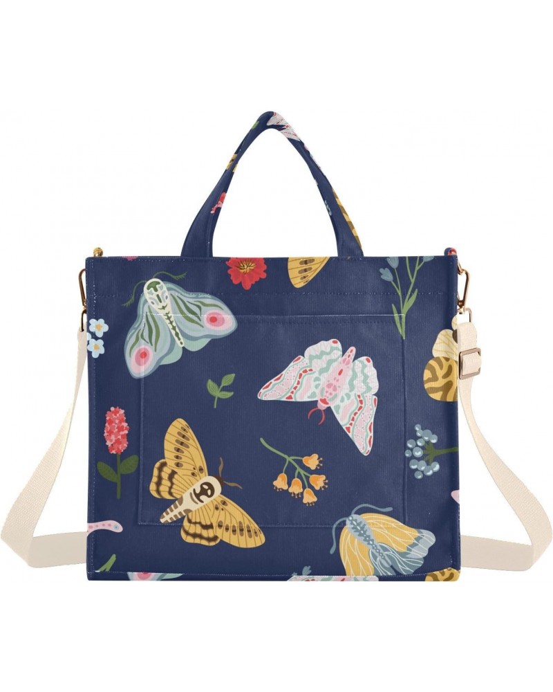 Summer Butterflies Moth Corduroy Handbag - Fashionable, Unique, and Versatile Shoulder Bag Beige straps $18.29 Shoulder Bags