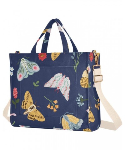 Summer Butterflies Moth Corduroy Handbag - Fashionable, Unique, and Versatile Shoulder Bag Beige straps $18.29 Shoulder Bags