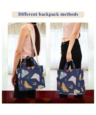 Summer Butterflies Moth Corduroy Handbag - Fashionable, Unique, and Versatile Shoulder Bag Beige straps $18.29 Shoulder Bags