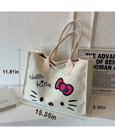 Cute Kitty Cat Tote Bag, Canvas Shopping Bag Tote Purse Shoulde Bag for Grocery Birthday Gift B_whitw $19.23 Totes