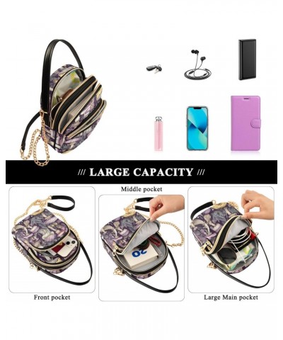 Purple Tone Mushroom Crossbody Sling Bags for Women, Compact Fashion Handbag with Chain Strap Top handle for Evening Party Da...