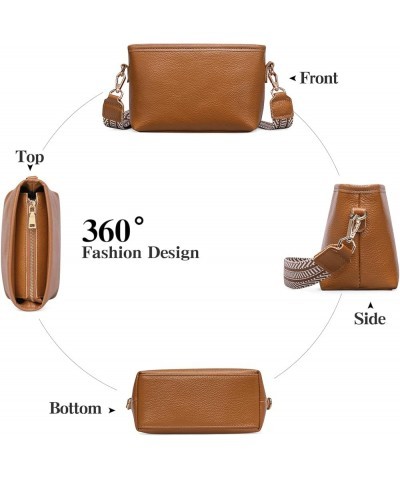 Crossbody Bags for Women Small Genuine Leather Shoulder Purse Cross Body Bag with Wristlet Top Zipper Type 6 Brown $8.09 Cros...