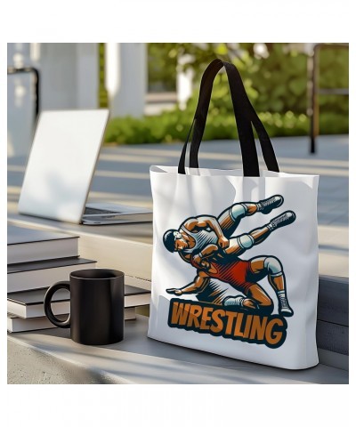 Wrestling Tote Bag for Women Men Casual Tote Bag Cloth Canvas Shopping Bags with Handles Cute Bags Everyday Use 16" x 16" Aes...