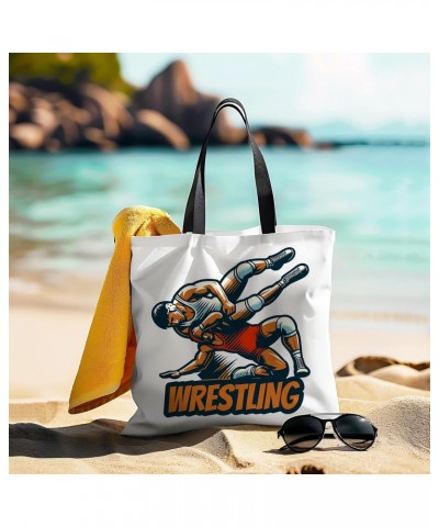 Wrestling Tote Bag for Women Men Casual Tote Bag Cloth Canvas Shopping Bags with Handles Cute Bags Everyday Use 16" x 16" Aes...