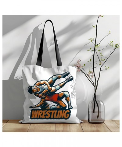 Wrestling Tote Bag for Women Men Casual Tote Bag Cloth Canvas Shopping Bags with Handles Cute Bags Everyday Use 16" x 16" Aes...