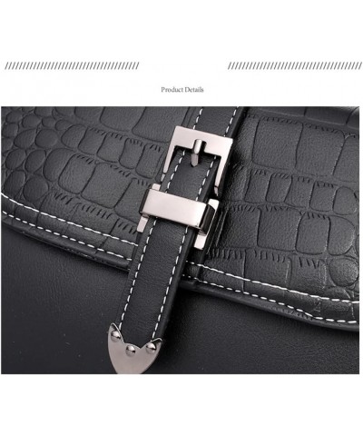 Fashion Top Handle Satchel Handbag for Women Leather Crossbody Bag Crocodile Pattern Casual Shoulder Bag Tote Black $17.50 Totes