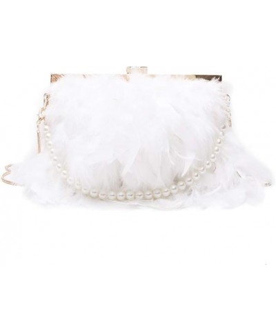 Evening Purse with Pearl Strap Chain Clutch Bags Crossbody Bag for Women Girl Ladies (White) $21.34 Evening Bags