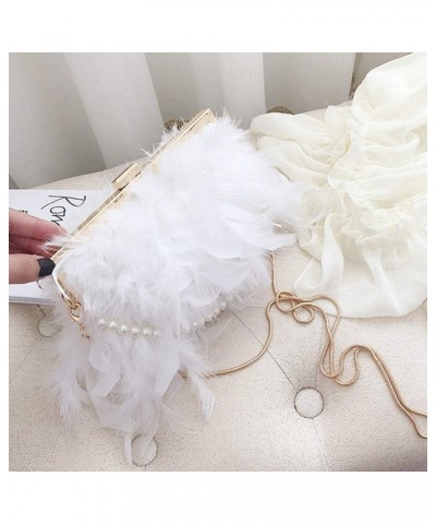 Evening Purse with Pearl Strap Chain Clutch Bags Crossbody Bag for Women Girl Ladies (White) $21.34 Evening Bags