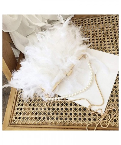 Evening Purse with Pearl Strap Chain Clutch Bags Crossbody Bag for Women Girl Ladies (White) $21.34 Evening Bags