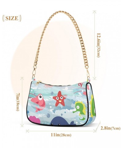 Shoulder Bag Cartoon Whale Lobster Starfish Seahorse Women Clutch Handbag Shoulder Purch Date Chain Bag Tote Bag Spring Holid...