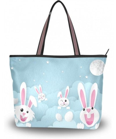 Cooper girl Cute Rabbits Tote Bag Top Handle Handbag Shoulder Bag Large Capacity $23.93 Totes