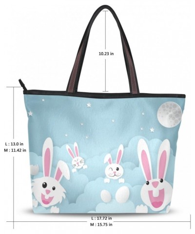 Cooper girl Cute Rabbits Tote Bag Top Handle Handbag Shoulder Bag Large Capacity $23.93 Totes