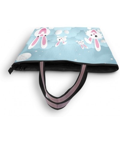 Cooper girl Cute Rabbits Tote Bag Top Handle Handbag Shoulder Bag Large Capacity $23.93 Totes