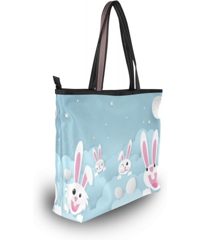 Cooper girl Cute Rabbits Tote Bag Top Handle Handbag Shoulder Bag Large Capacity $23.93 Totes