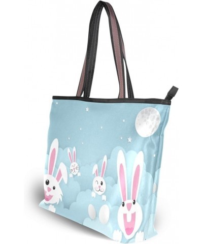 Cooper girl Cute Rabbits Tote Bag Top Handle Handbag Shoulder Bag Large Capacity $23.93 Totes