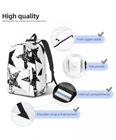 Star Print Lightweight Travel Canvas Backpack Casual Daypack For Men Women Work, Sports, Beach Black Small $25.47 Backpacks