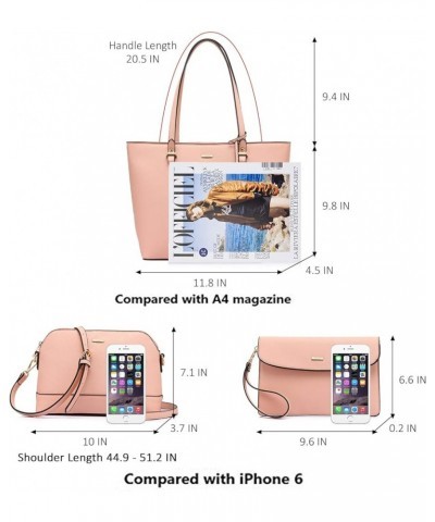 Purses and Handbags for Women Fashion Tote Bags Shoulder Bag Top Handle Satchel Bags 3pcs-chic Pink $20.64 Totes