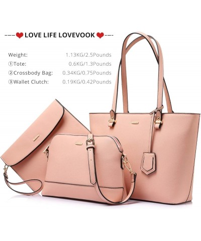 Purses and Handbags for Women Fashion Tote Bags Shoulder Bag Top Handle Satchel Bags 3pcs-chic Pink $20.64 Totes