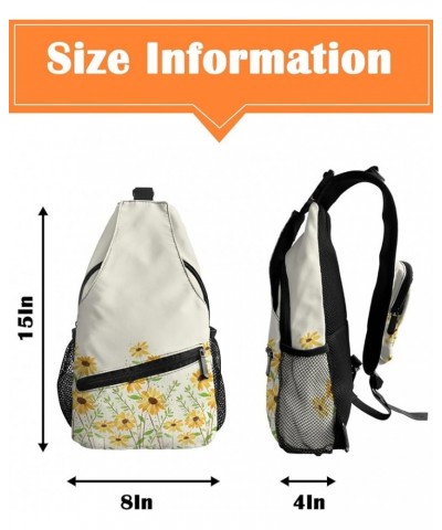 Sling Bag Crossbody Bag for Women Men Flower Yellow Daisy and Green Leaves Waterproof Hiking Backpack Lightweight Chest Shoul...