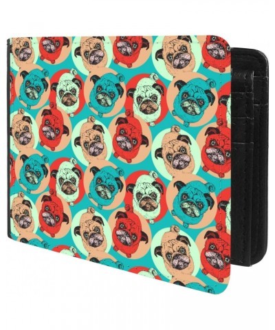 Unique Desige Pattern - Colorful Pug Dog Pattern, Slim Front Pocket Wallet Billfold RFID Blocking $10.84 Wallets