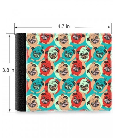 Unique Desige Pattern - Colorful Pug Dog Pattern, Slim Front Pocket Wallet Billfold RFID Blocking $10.84 Wallets