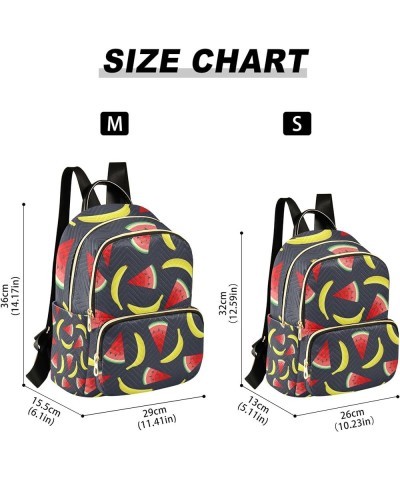 Yellow Bananas and Watermelon Backpack for Women Shoulder Bag Lightweight Mini Backpack Casual Daypack Back Pack Small(11.41'...