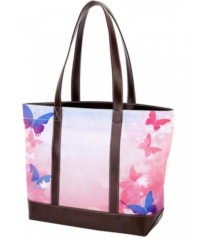 The Tote Bag For Women,Tote Bag With Zipper,Canvas Tote Bag,Butterfly Pattern Flowers Handbags $25.67 Totes