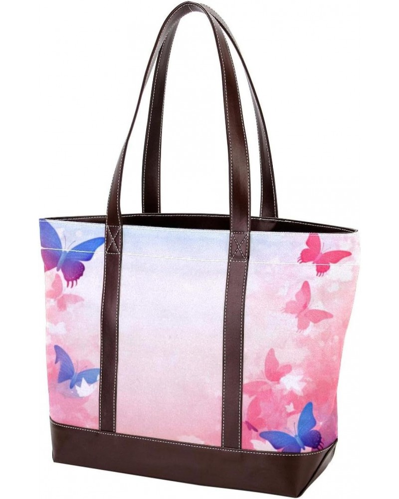 The Tote Bag For Women,Tote Bag With Zipper,Canvas Tote Bag,Butterfly Pattern Flowers Handbags $25.67 Totes