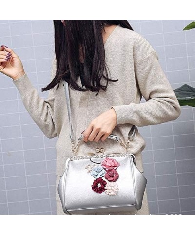 Women's Retro Handbag Kiss Lock Shoulder Bag Vintage Purse Flowers A $27.35 Shoulder Bags