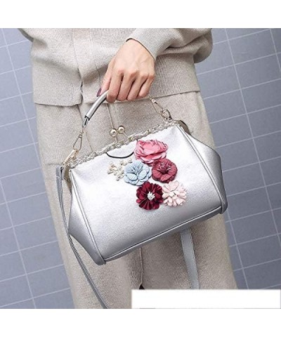 Women's Retro Handbag Kiss Lock Shoulder Bag Vintage Purse Flowers A $27.35 Shoulder Bags