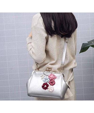 Women's Retro Handbag Kiss Lock Shoulder Bag Vintage Purse Flowers A $27.35 Shoulder Bags