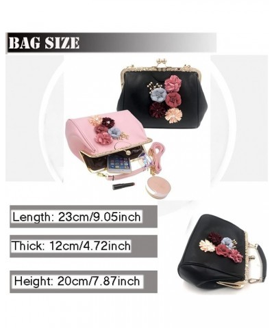 Women's Retro Handbag Kiss Lock Shoulder Bag Vintage Purse Flowers A $27.35 Shoulder Bags