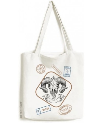 Goat l Animal Sketch Illustrations Stamp Shopping Ecofriendly Storage Canvas Tote Bag $13.95 Totes