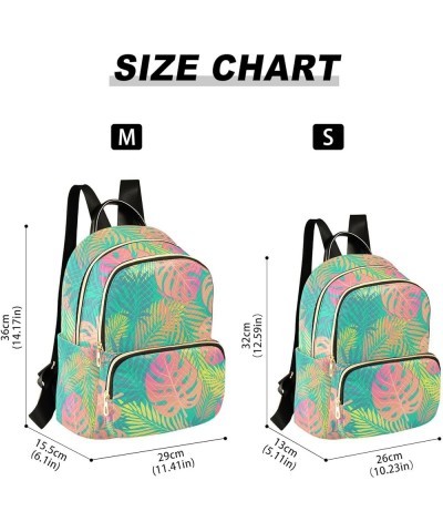 Pink-green Gradient Leaves Fashion Travel Backpack for Women Multi Pockets Lightweight Purse for Women-S Multicolor Small $14...