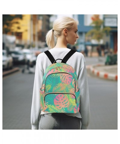 Pink-green Gradient Leaves Fashion Travel Backpack for Women Multi Pockets Lightweight Purse for Women-S Multicolor Small $14...